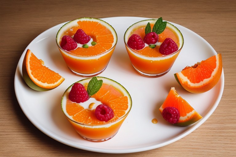 Melon, orange & raspberry cups