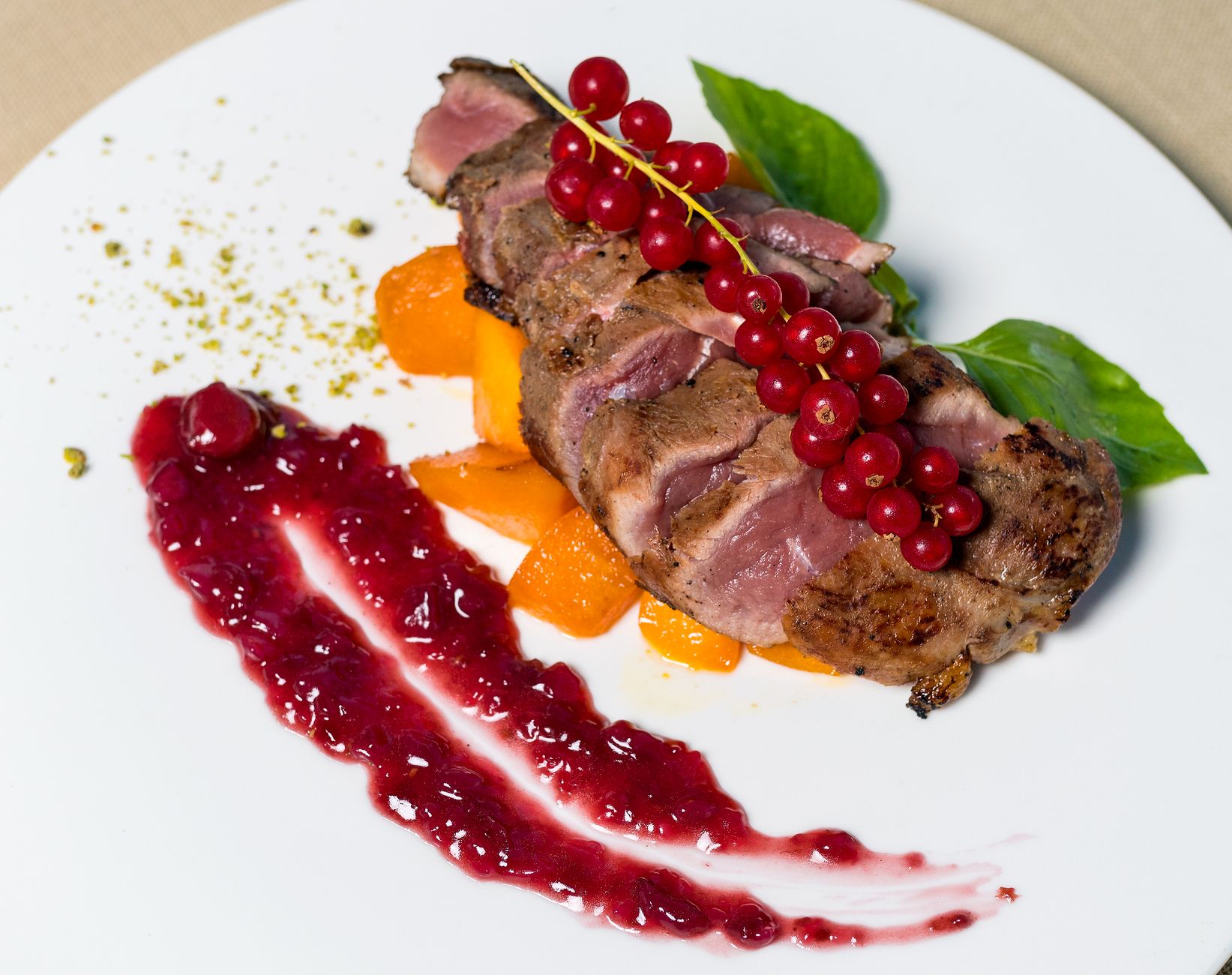 Roasted duck breast with plum sauce