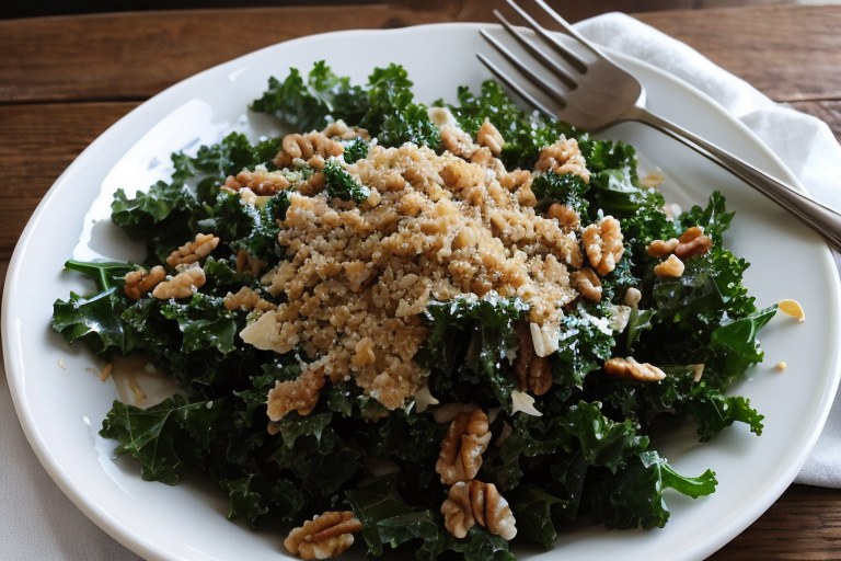 Kale Salad with Toasted Pita and Parmesan