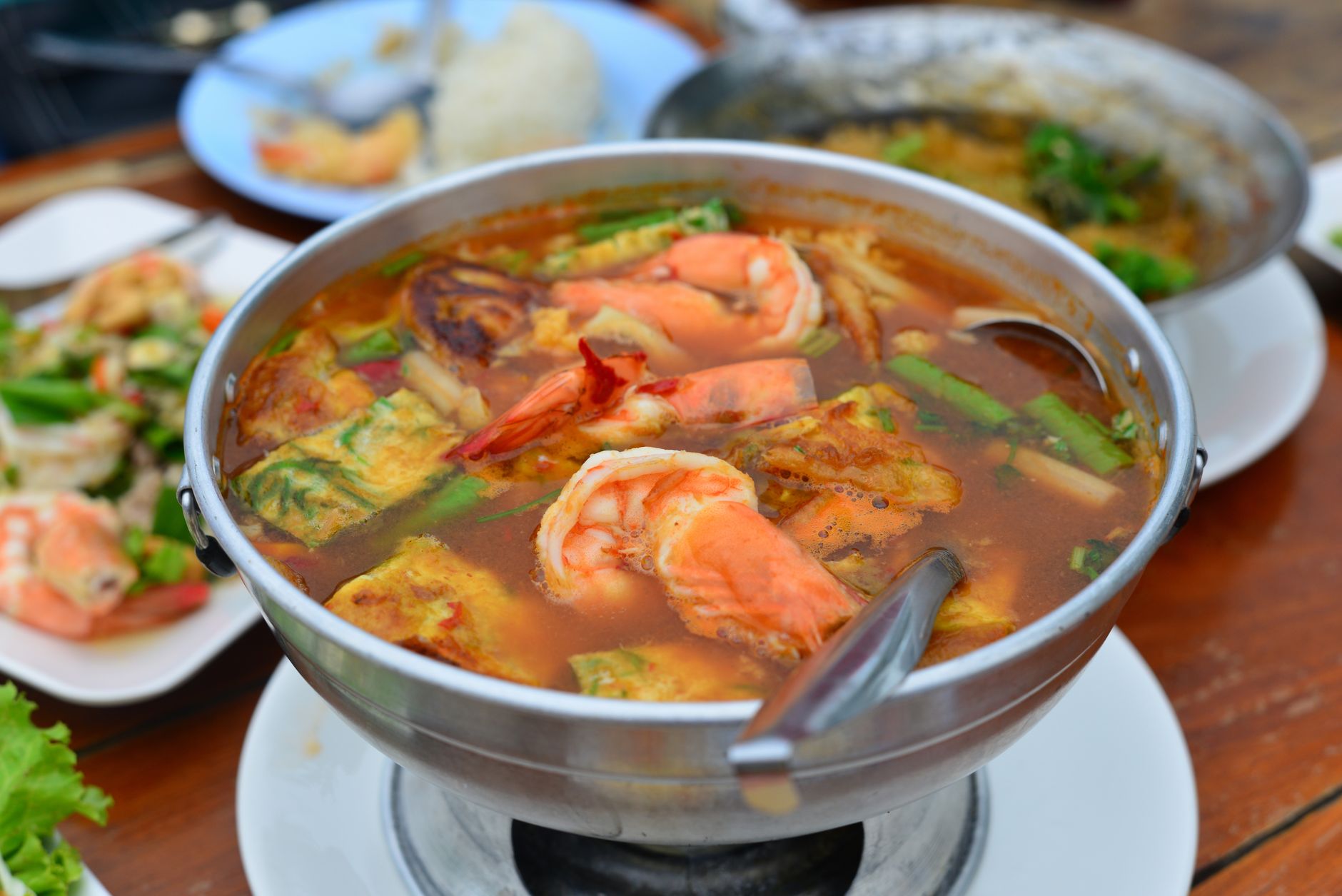 Tom yum soup with prawns