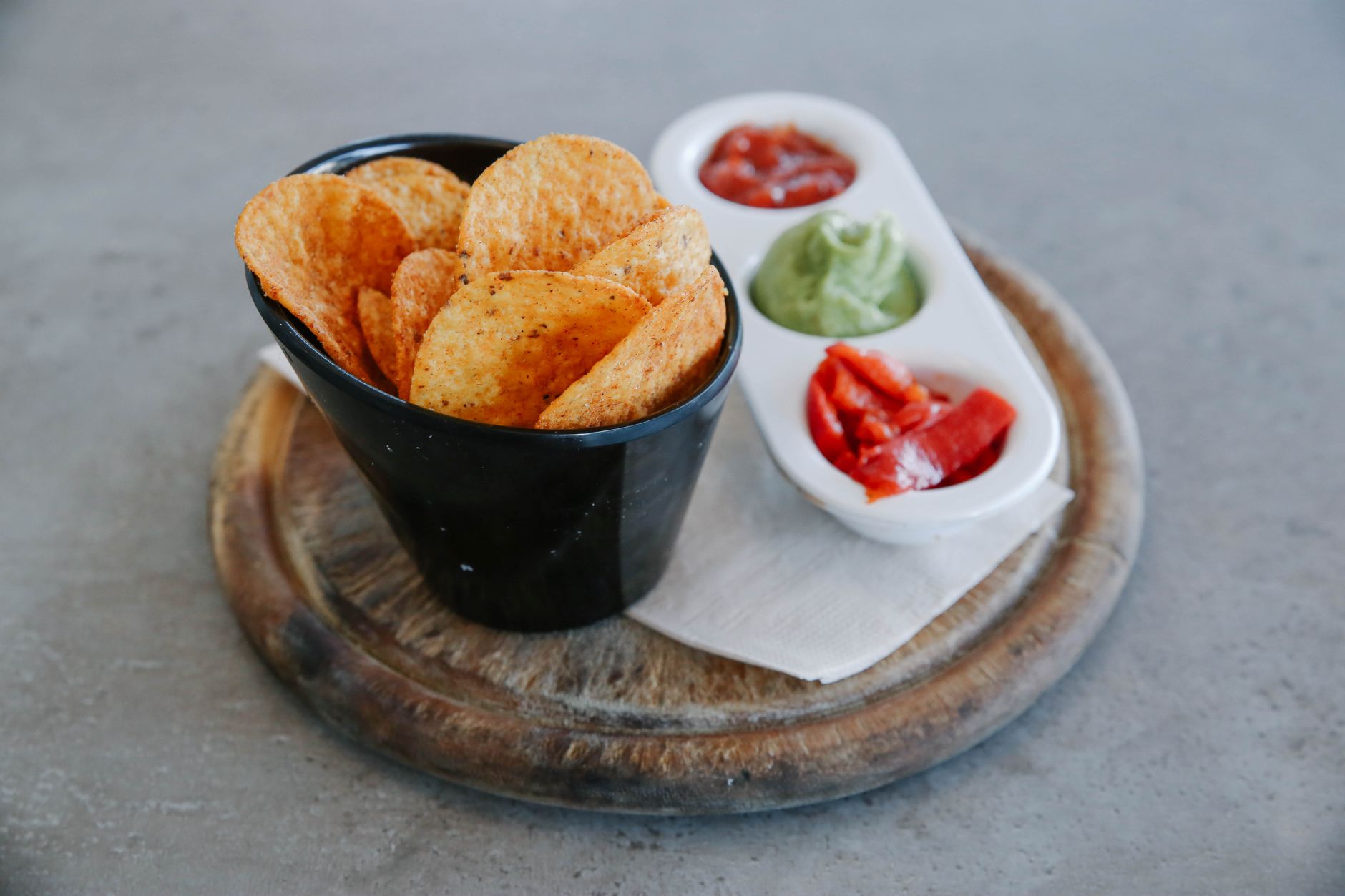 Spicy Sweet Potato Chips & Cilantro Dip