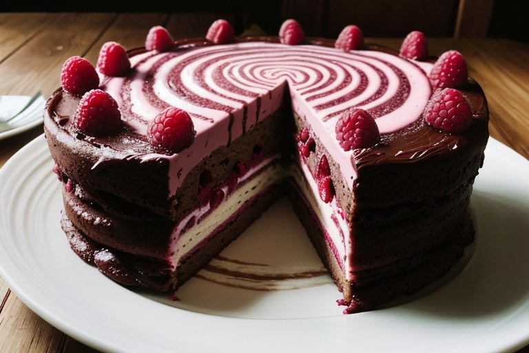 Chocolate & raspberry zebra cake