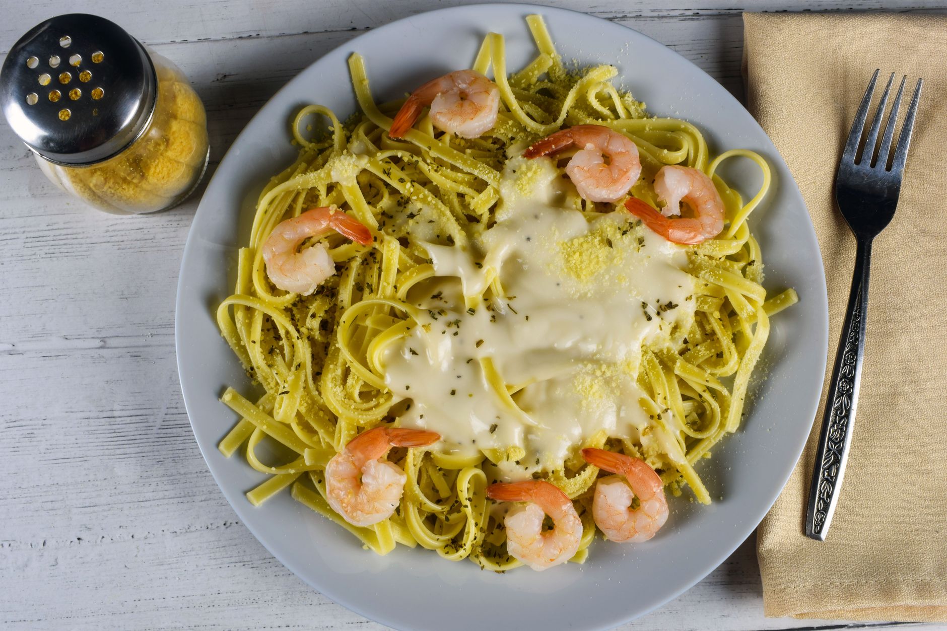 Angel Hair Pasta and Shrimp Bake