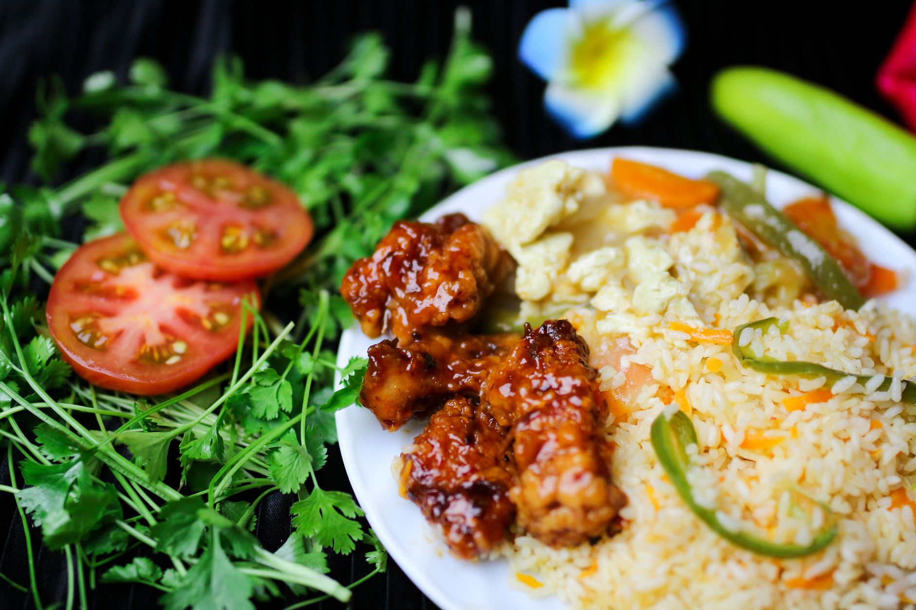 Jerk chicken with rice & peas