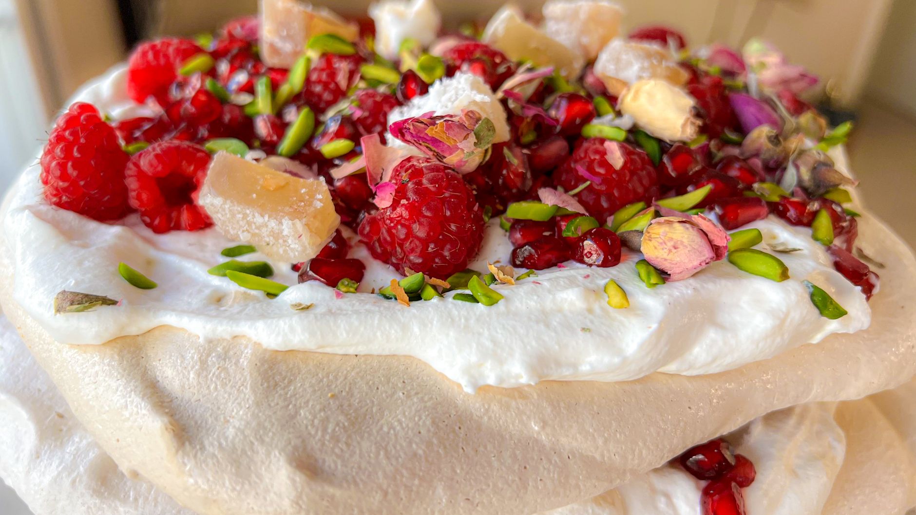 Persian pudding with whipped rose & honey butter