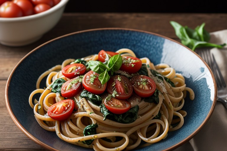 Spinach Tomato Linguine