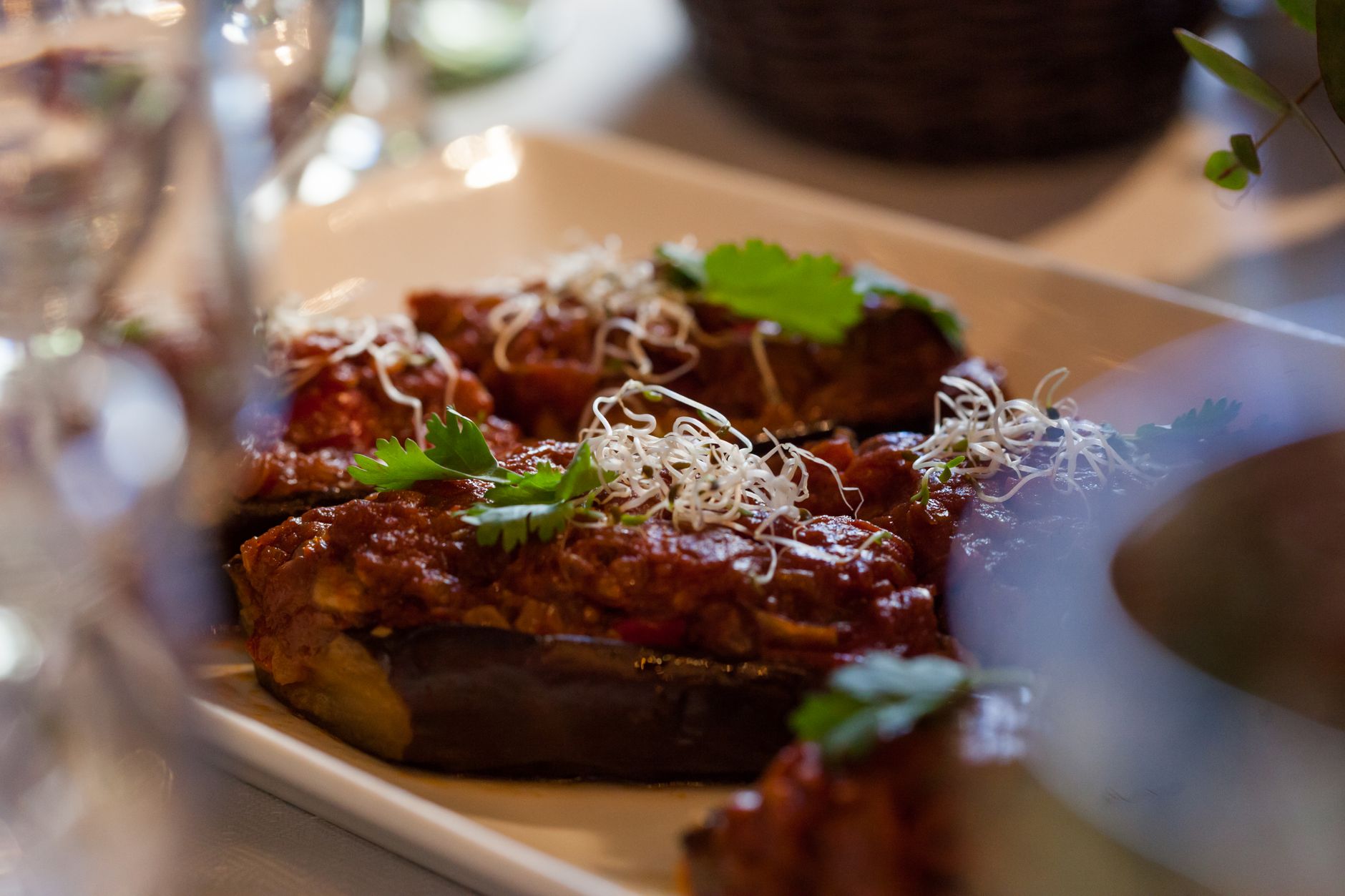 Roasted Eggplant with Meat Sauce