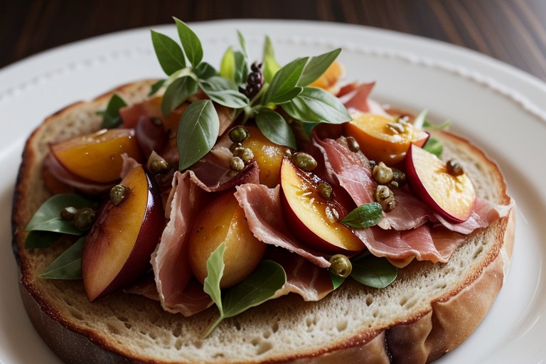 Charred nectarine & prosciutto panzanella