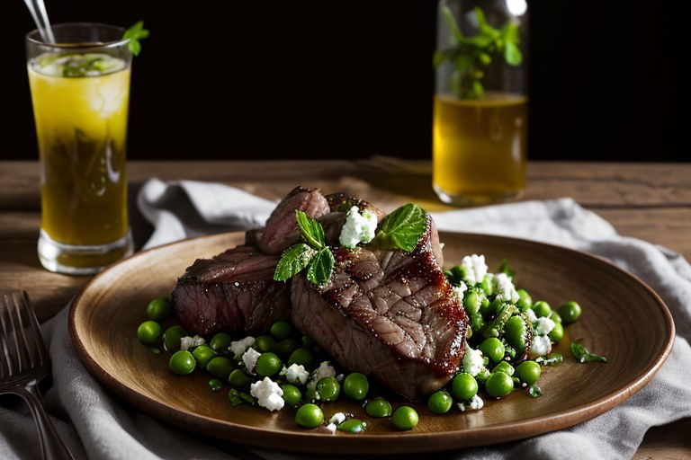 BBQ lamb with peas, mint & feta