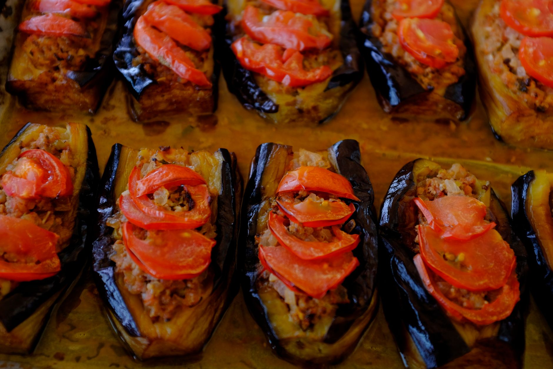 Vegetable & Beef Stuffed Red Peppers