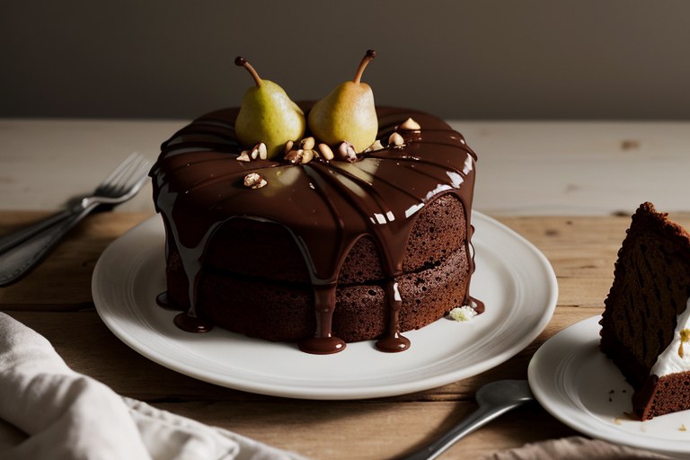 Squidgy pear & hazelnut chocolate spread cake