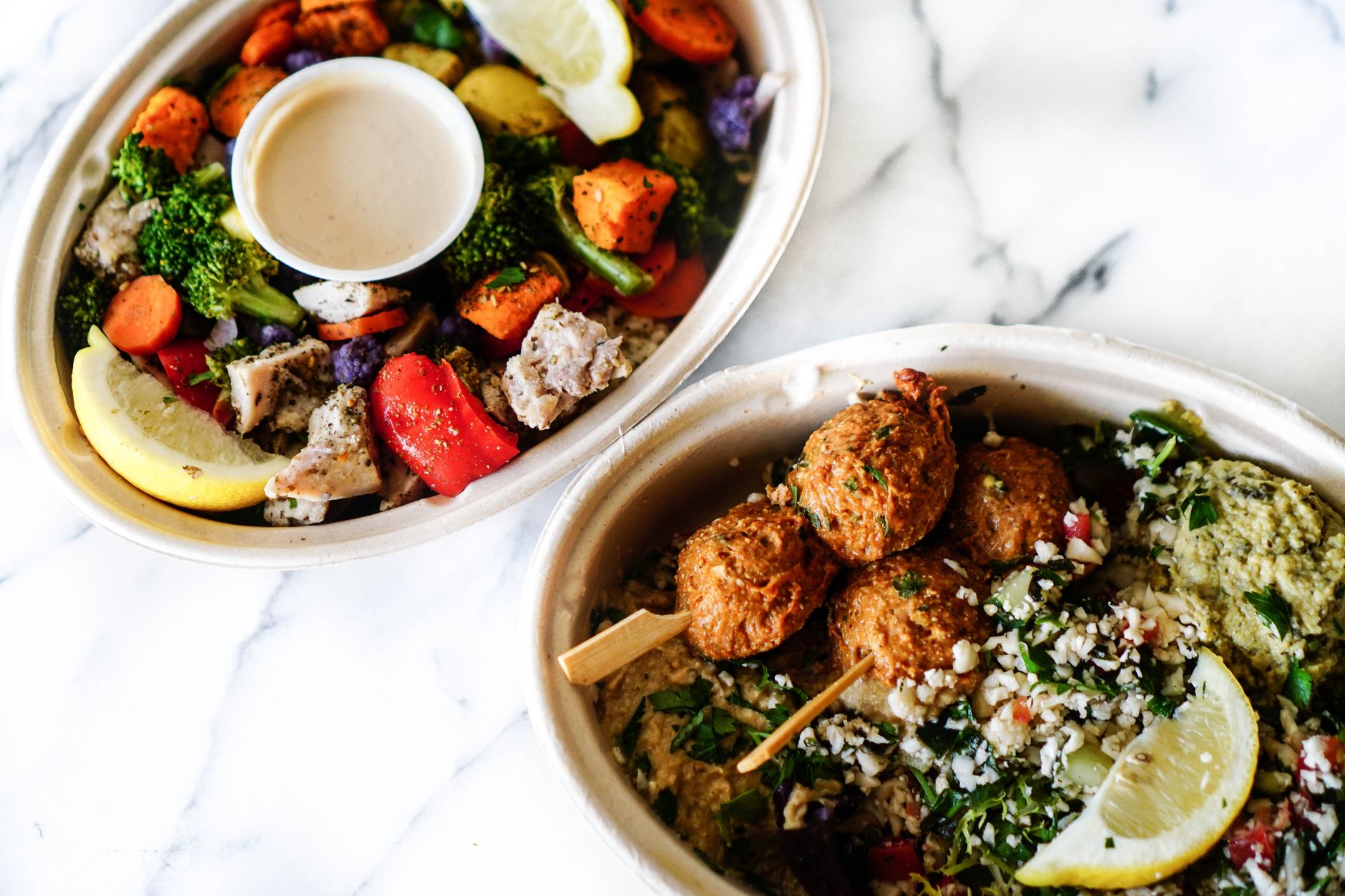 Spinach falafel & hummus bowl
