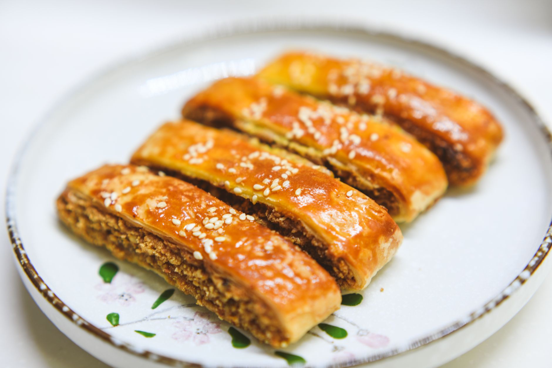 Spiced ‘chorizo’ pastry slices