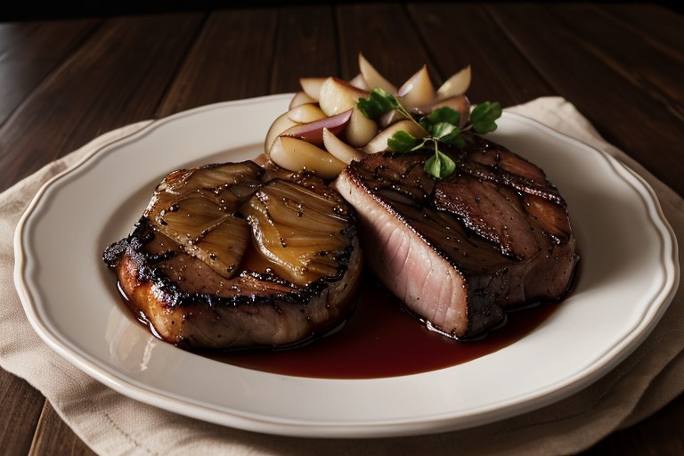 Glazed Smoked Chops with Pears