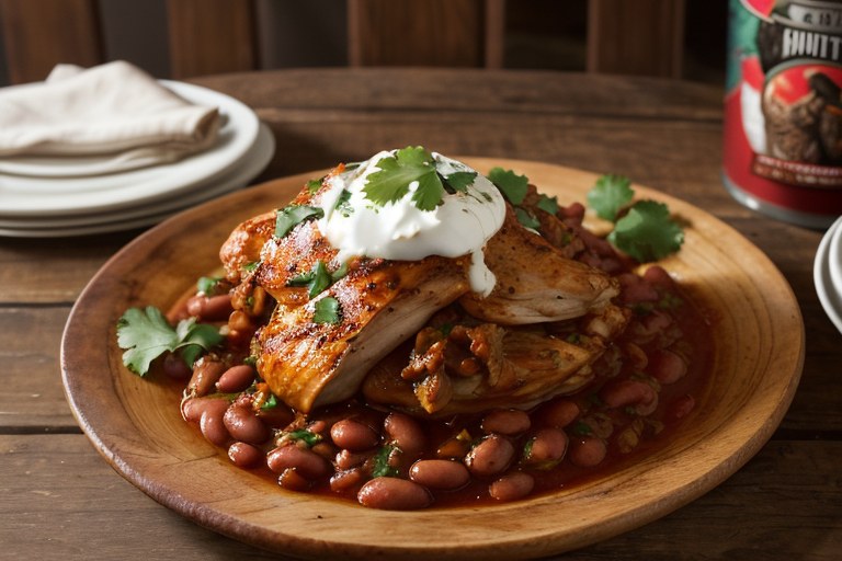 Mexican pulled chicken & beans