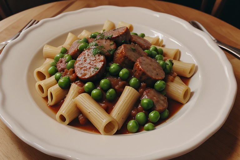 Pressure Cooker Rigatoni with Sausage & Peas