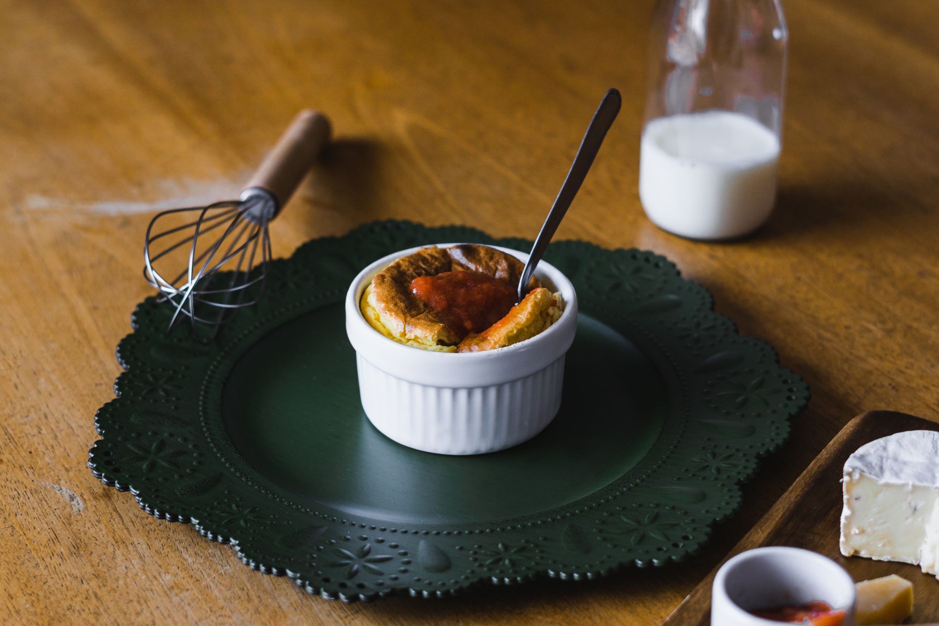Three-cheese souffles