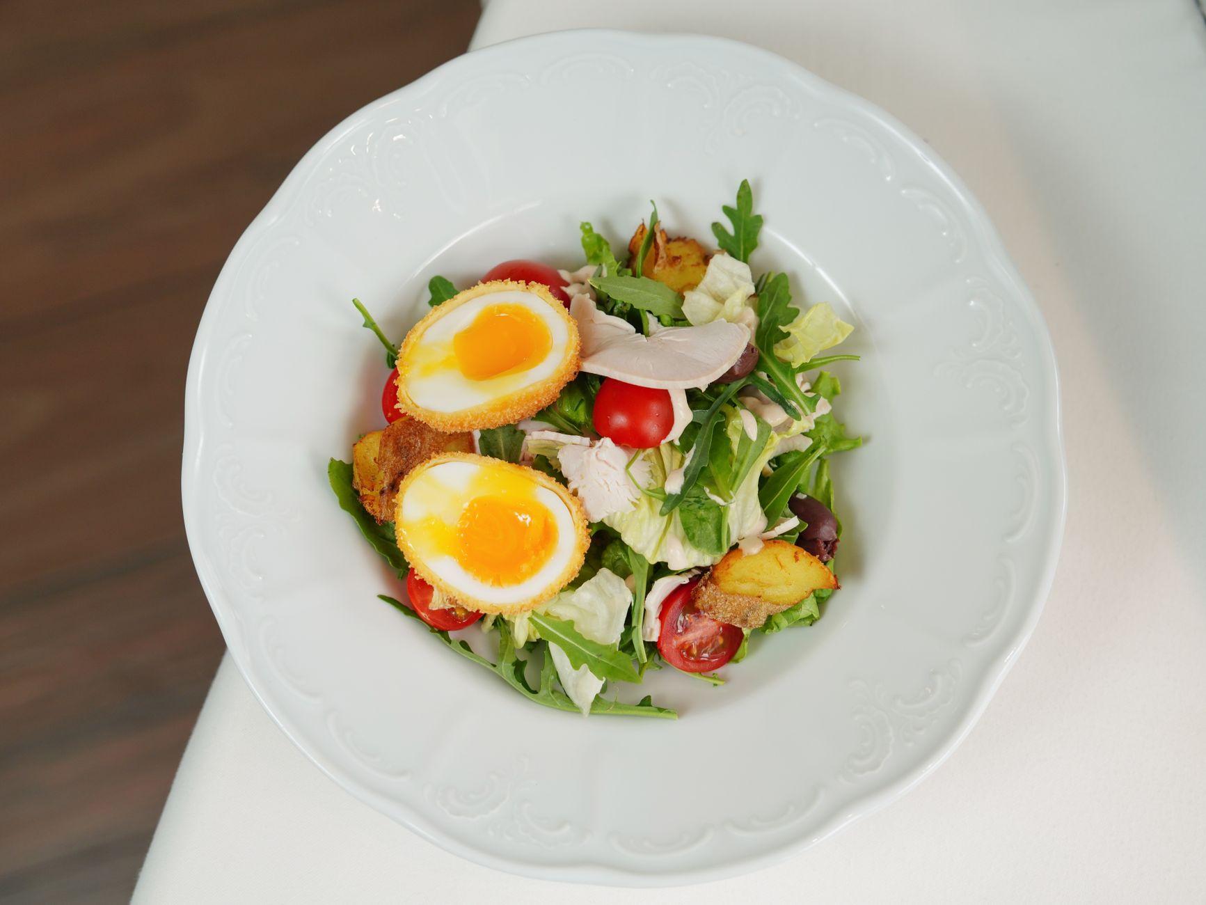 Chorizo & soft-boiled egg salad
