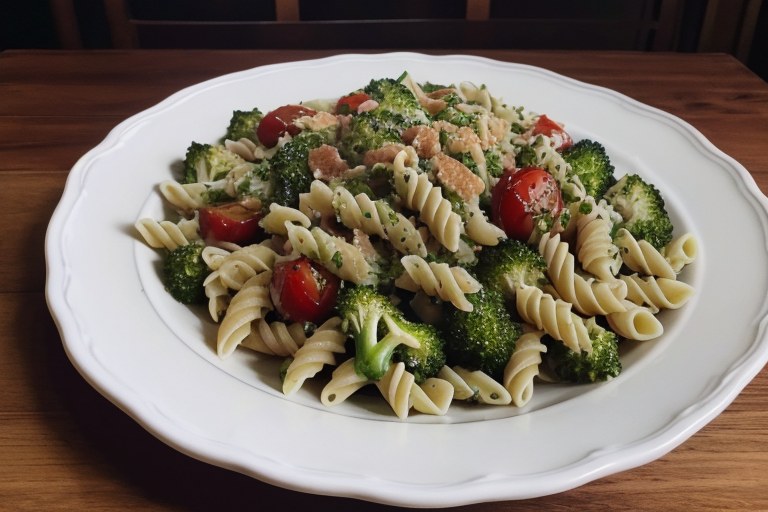 Broccoli Pasta Salad with Tomato Vinaigrette