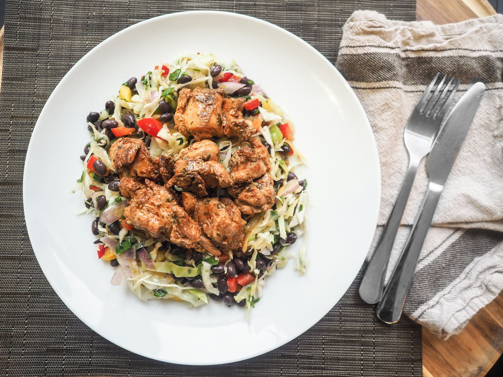Jerk Chicken with Pineapple Black Bean Salsa