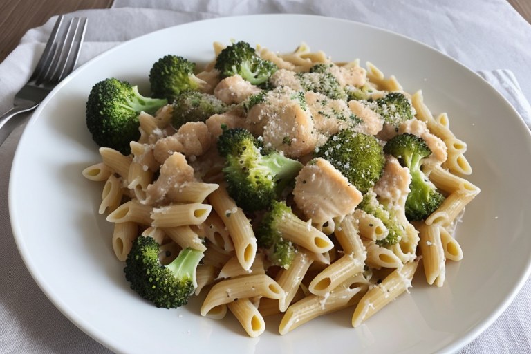White Cheddar Mac and Cheese with Chicken and Broccoli