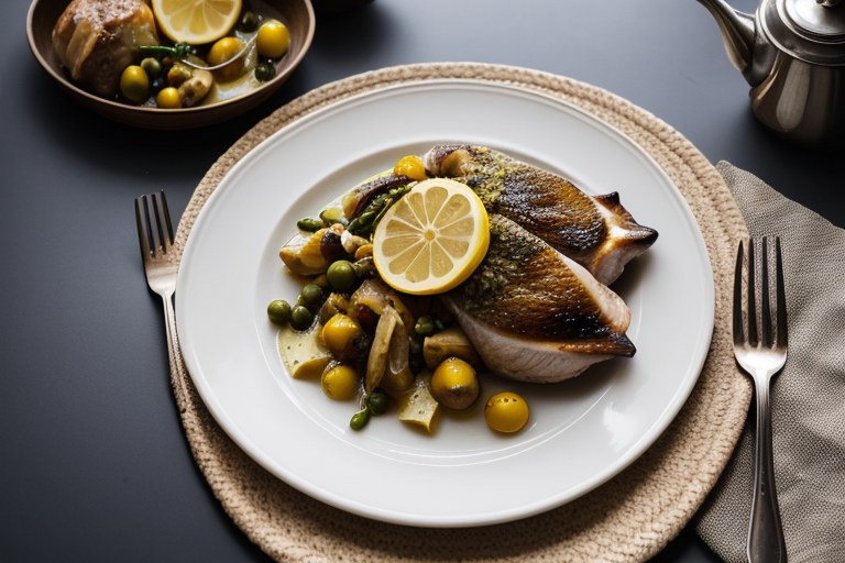 Guinea fowl with mustard & lemon roots