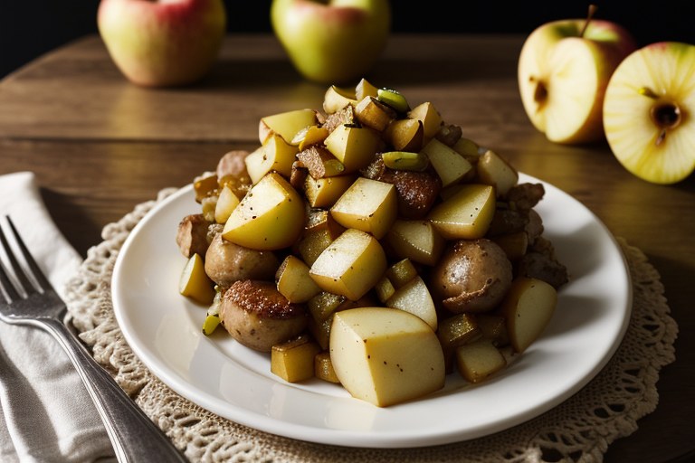Sausage, mustard & apple hash