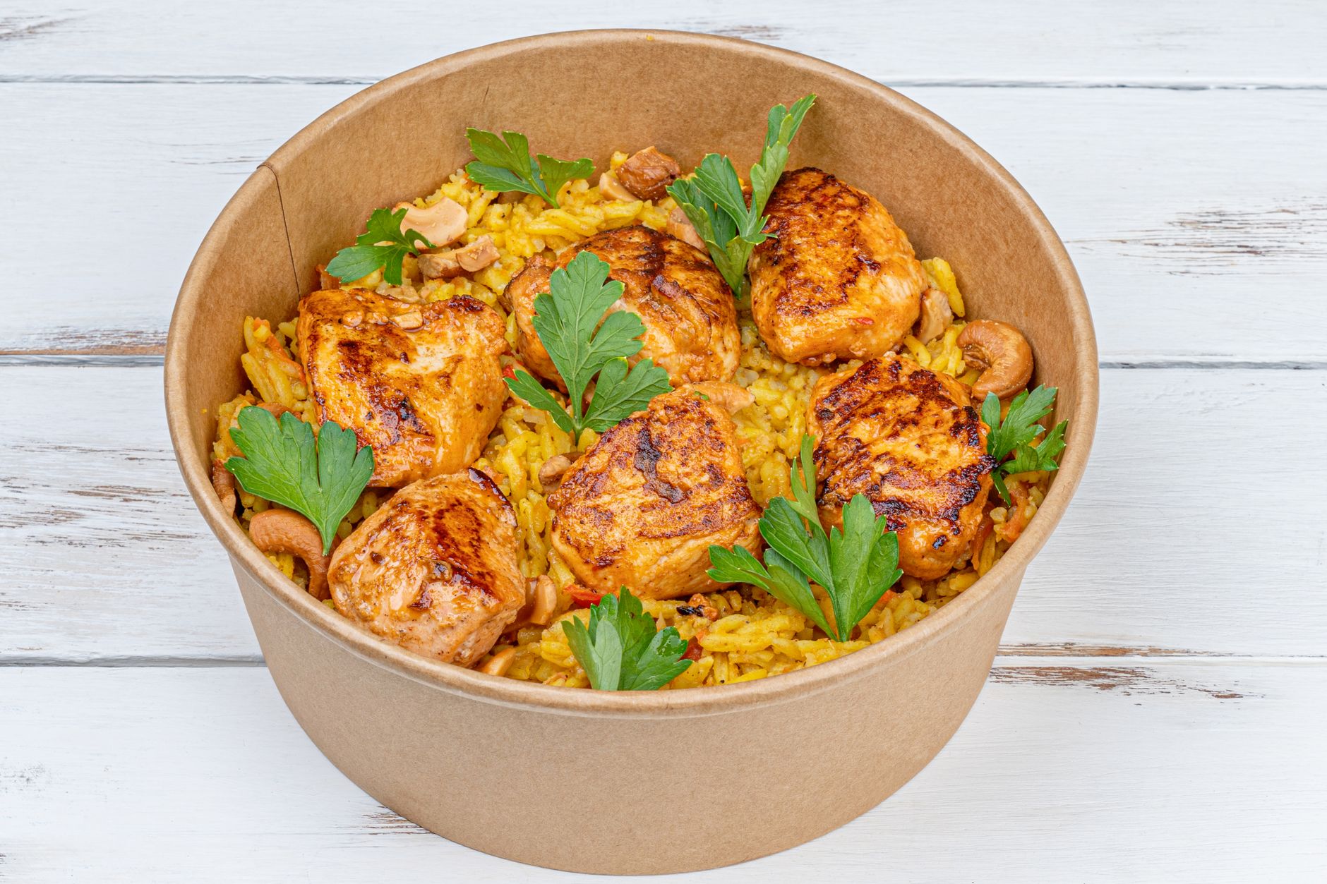 Mango chicken with spiced pilau