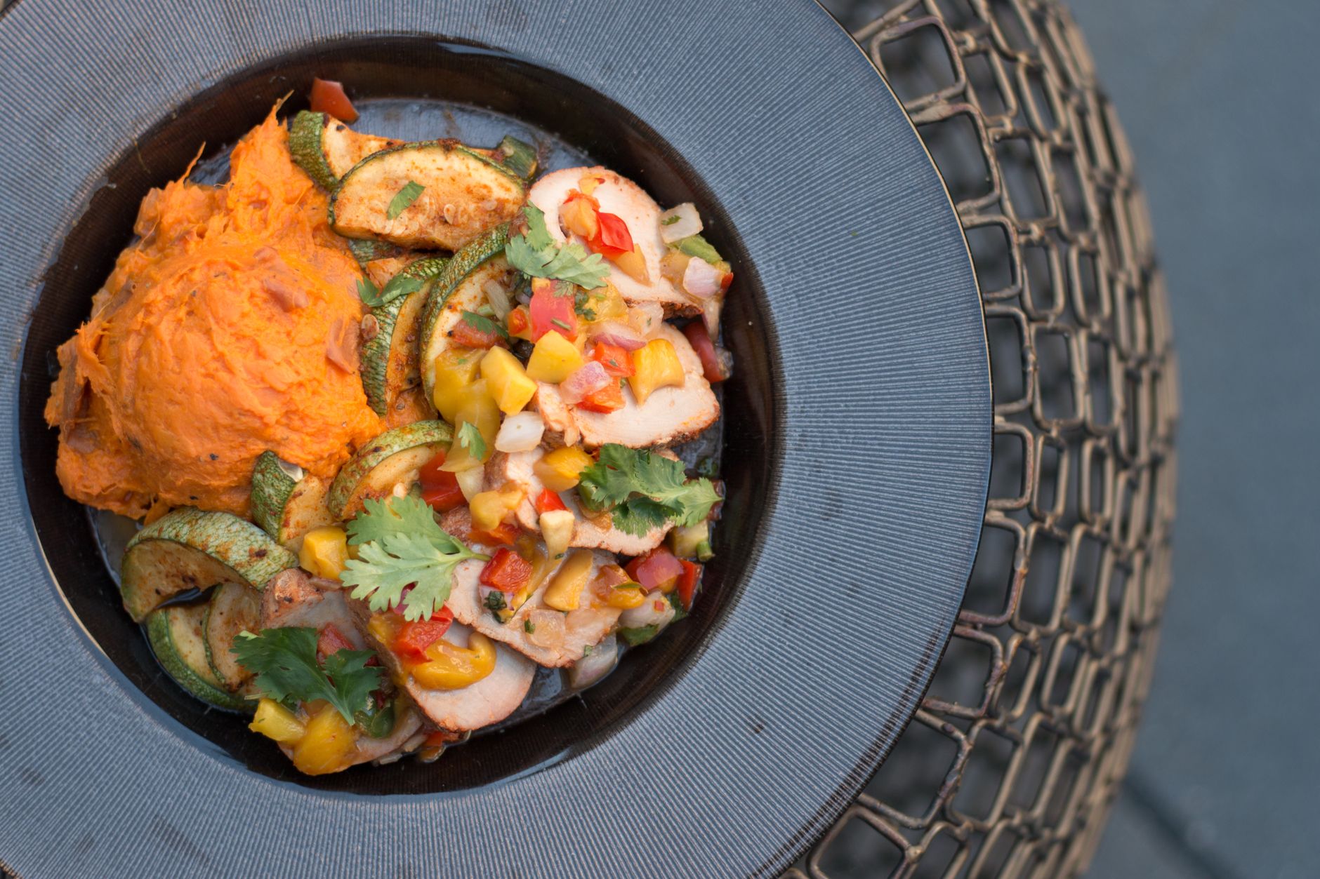 Moroccan chicken with sweet potato mash