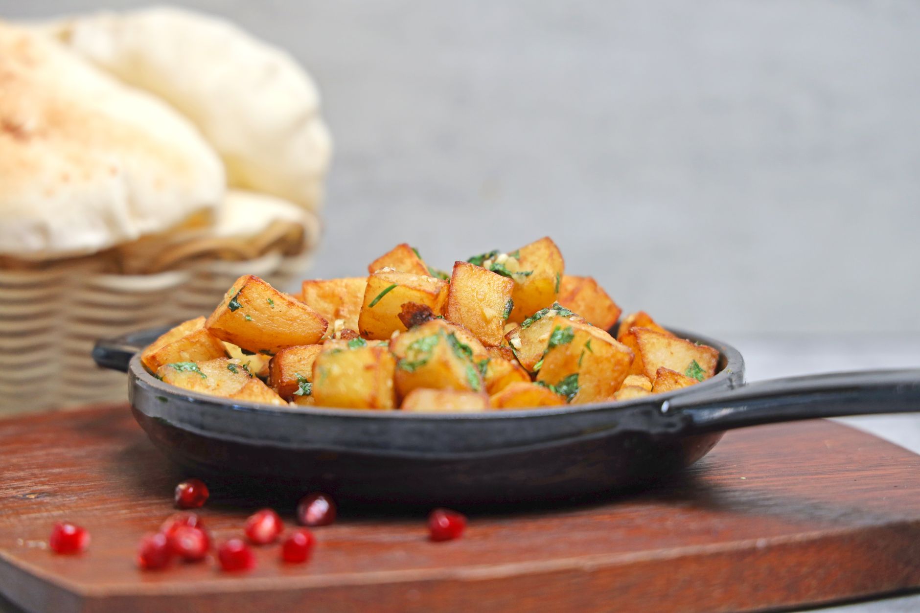 Crispy cubed roasties with garlic & thyme