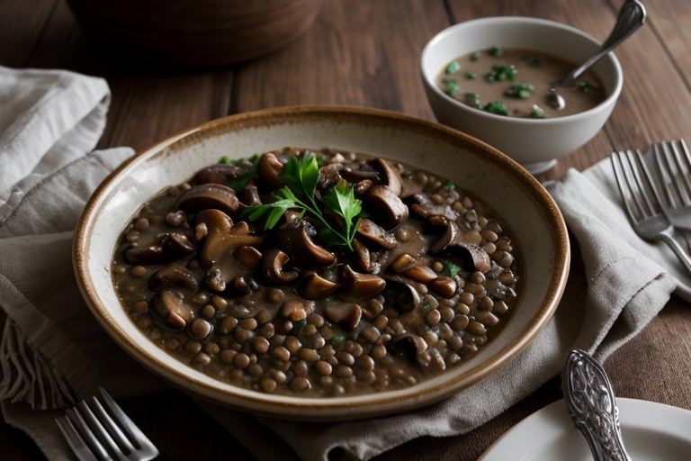 Lentils with Creamy Mushroom Gravy