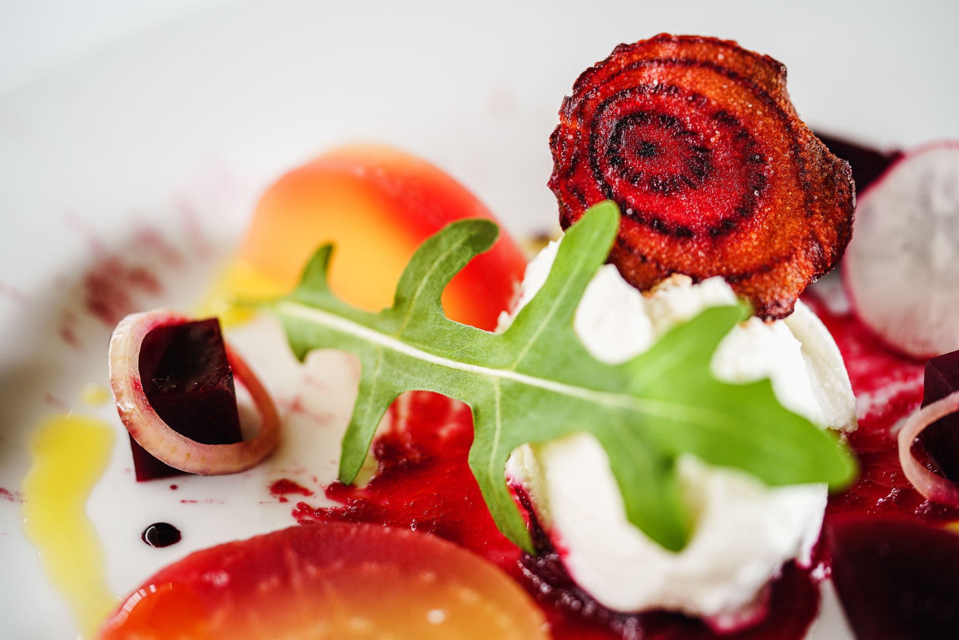 Creamed goat's cheese & roast beetroot salad