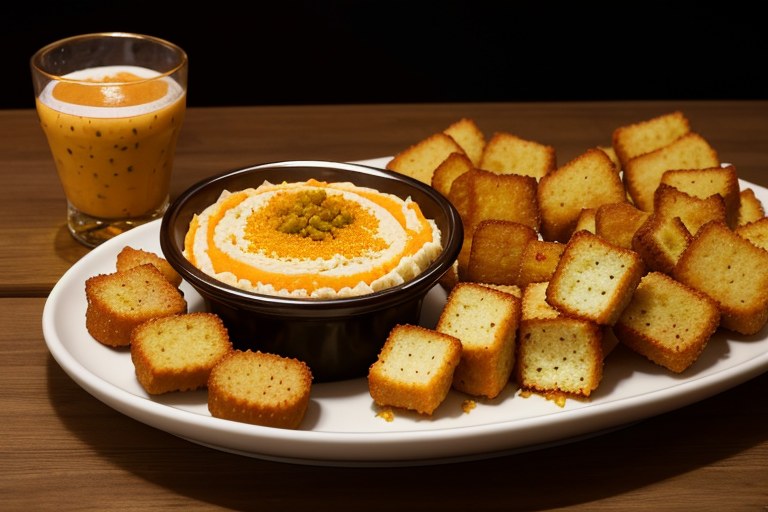 IPA & red leicester dip with pretzel croutons
