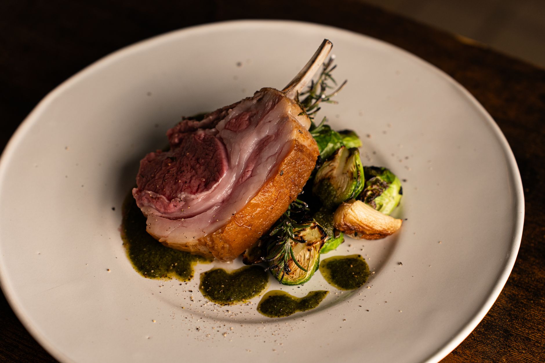 Crispy lamb breast with broad beans, chilli & marjoram