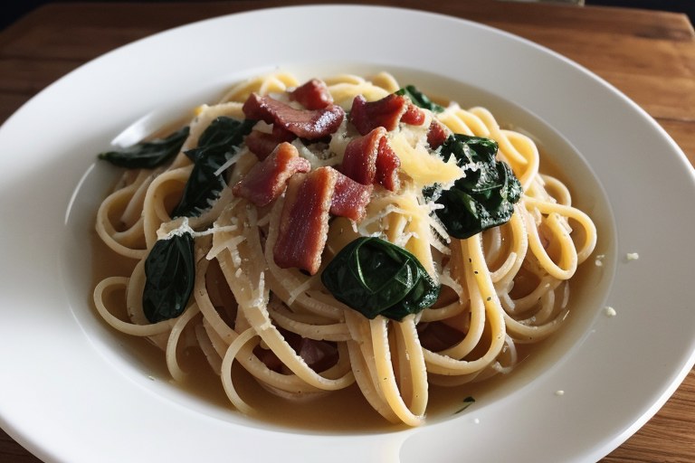 Bacon and Spinach Pasta with Parmesan