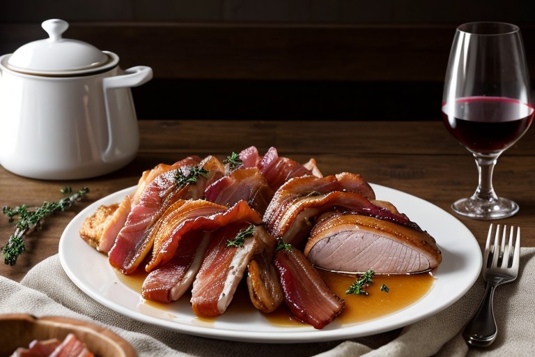 Slow-cooker turkey breasts with wine & bacon