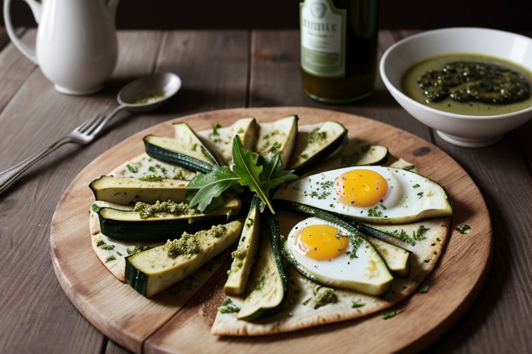 Courgette tortilla wedges with pesto & rocket