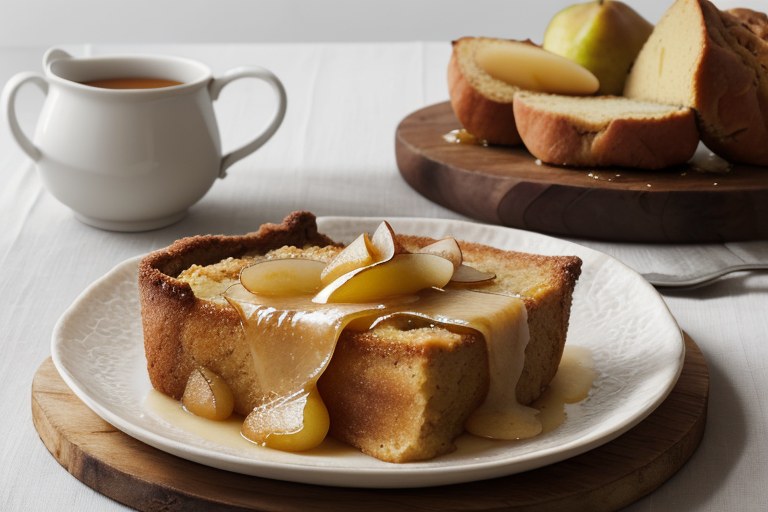 Ginger & pear bread & butter pudding