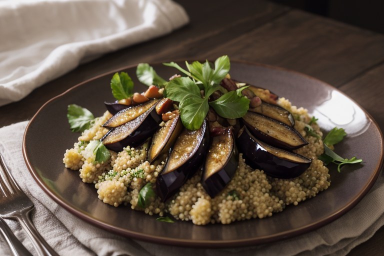 Aubergine couscous salad