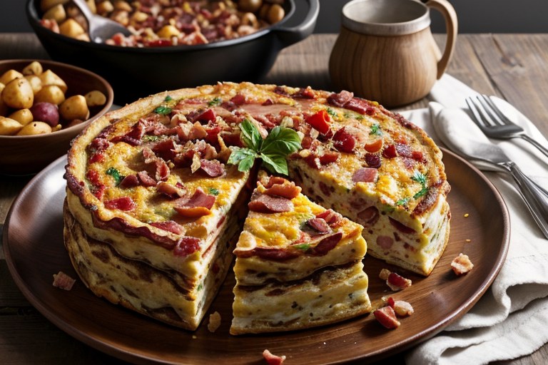 Red pepper & pancetta frittata