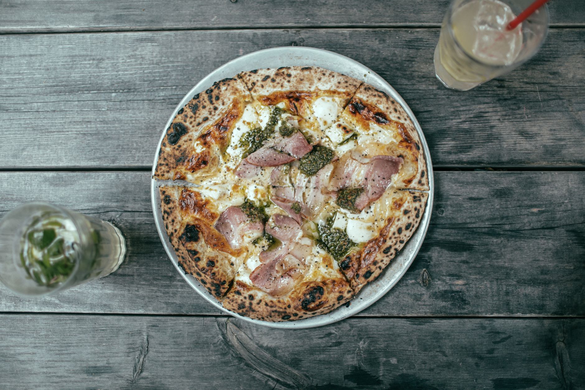 White Pizza with Parsley Pesto Drizzle
