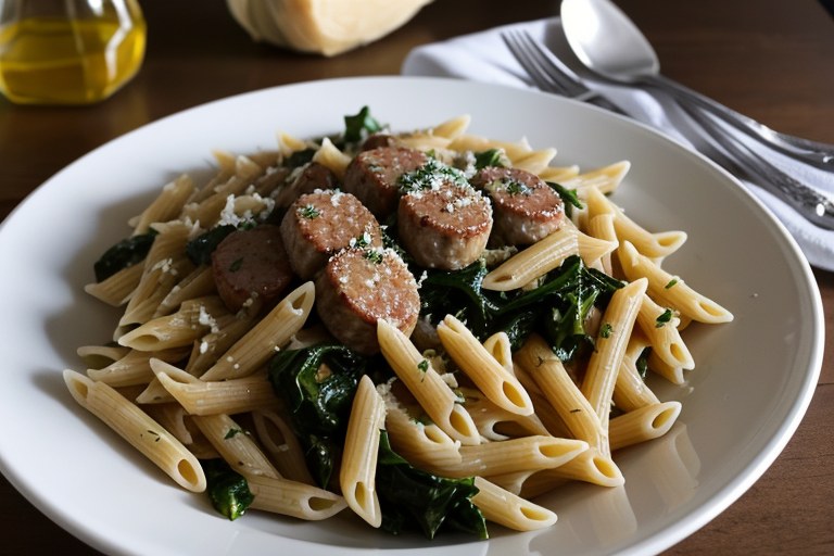 Penne Pasta with Sausage and Greens
