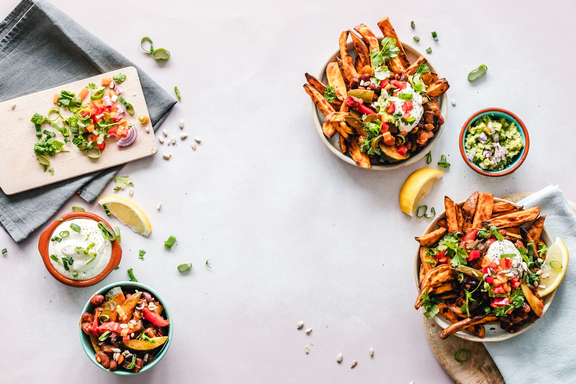 Loaded Sweet Potatoes with Lime Crema