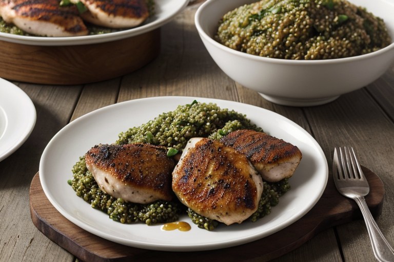 Cajun blackened chicken with supergreen quinoa