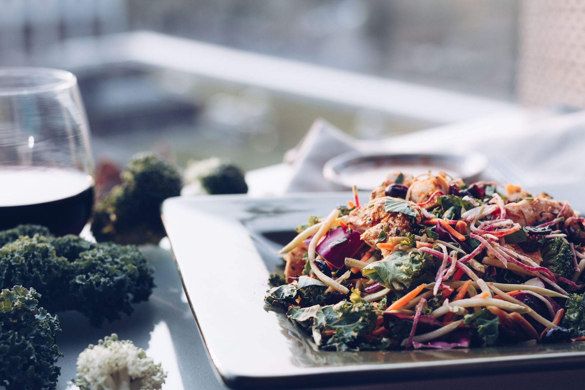 Kale Salad with Cajun Spiced Chickpeas and Buttermilk Dressing