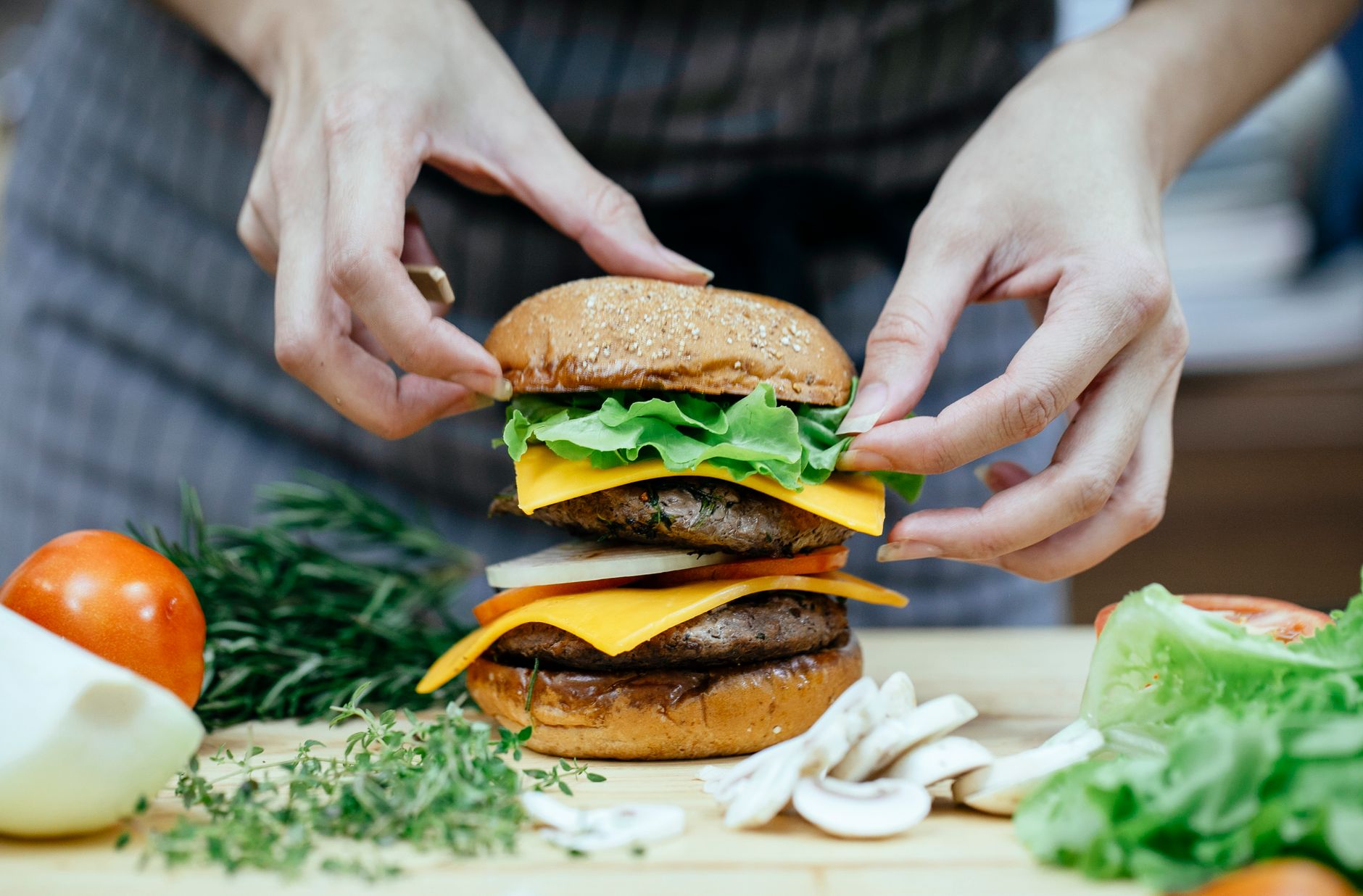 Pork & thyme cheeseburgers