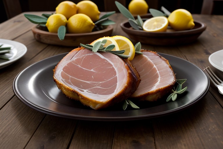 Slow-roasted ham with lemon, garlic & sage
