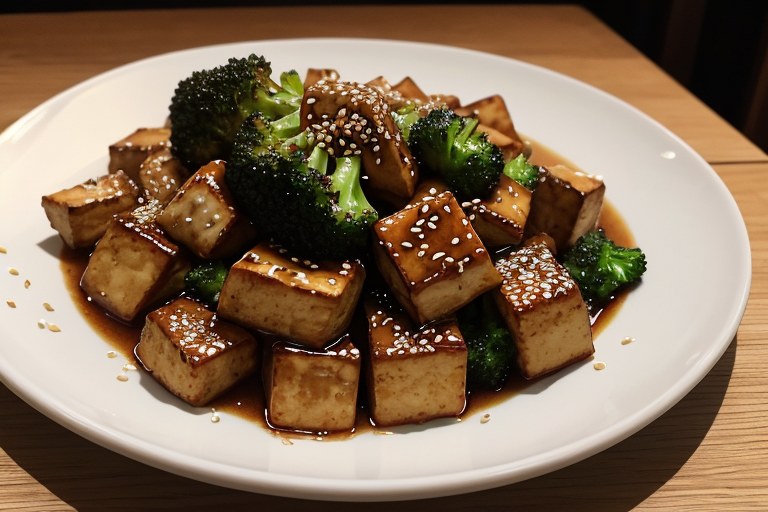 Pan Fried Sesame Tofu with Broccoli