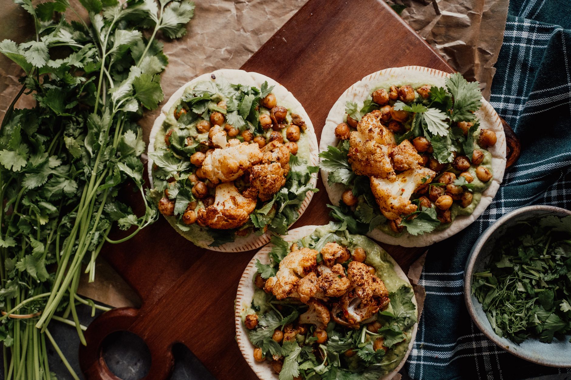 Roasted Cauliflower Taco Bowls with Cilantro Lime Ranch