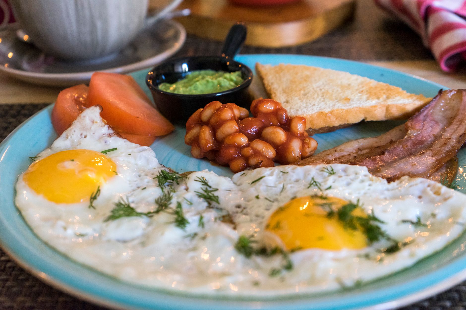 Egg, bacon & bean bowl